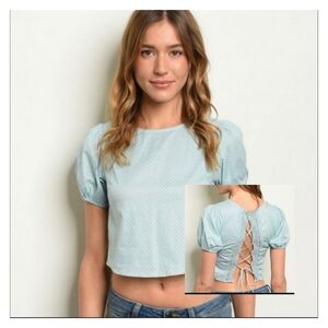 Open back Puff Sleeve Crop Top